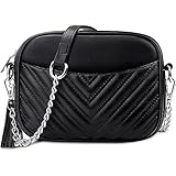 JUYANO Umhängetasche Damen klein, Stylisch PU Leder Crossbody Bag Damen Schultertasche Handy Umhängetasche mit Kartenschlitz Verstellbar Abnehmbar Schultergurt Schwarz