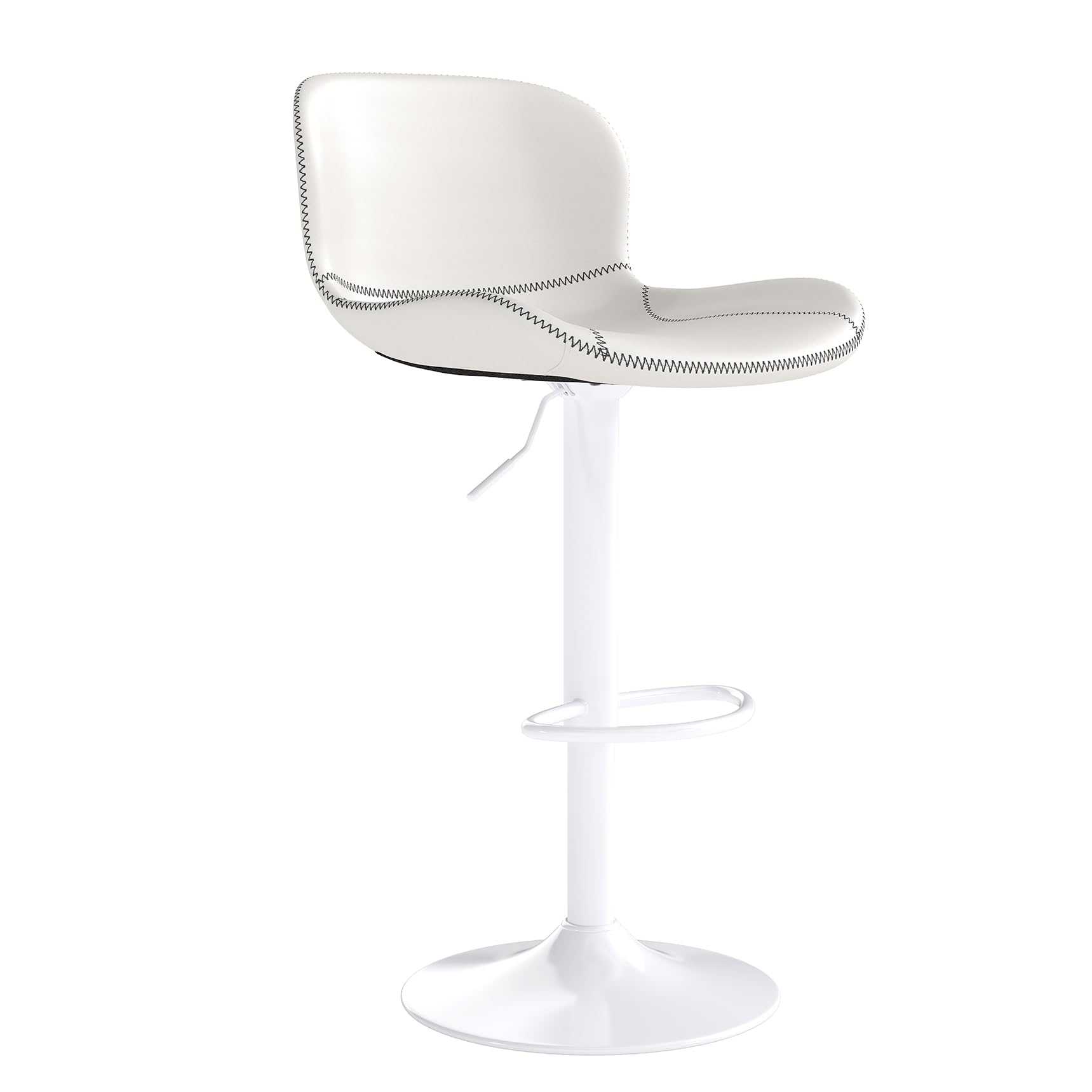 Youhauchair Barhocker 2er Set, Barhocker Höhenverstellbar aus Kunstleder, wasserdicht und verschleißfest, Barhocker mit Lehne, Drehbarer bar Stool, modern, Weiß