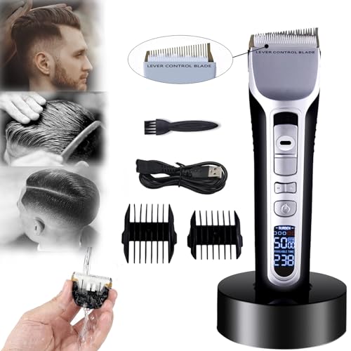 DEZARO Fading Culture 2.0 Cordless High-Performance Professional Barber Hair Cutting Kit with LED Display Specialized in American Oily Hairstyle Mens Hair Clippers. (Black)