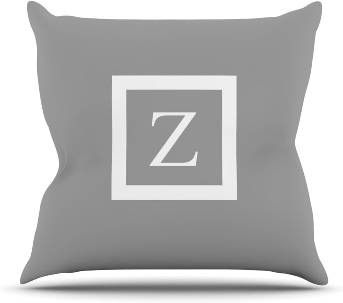 KESS InHouse Kess Original Monogram Solid Grey Letter Z Outdoor Throw Pillow, 26 by 26-Inch