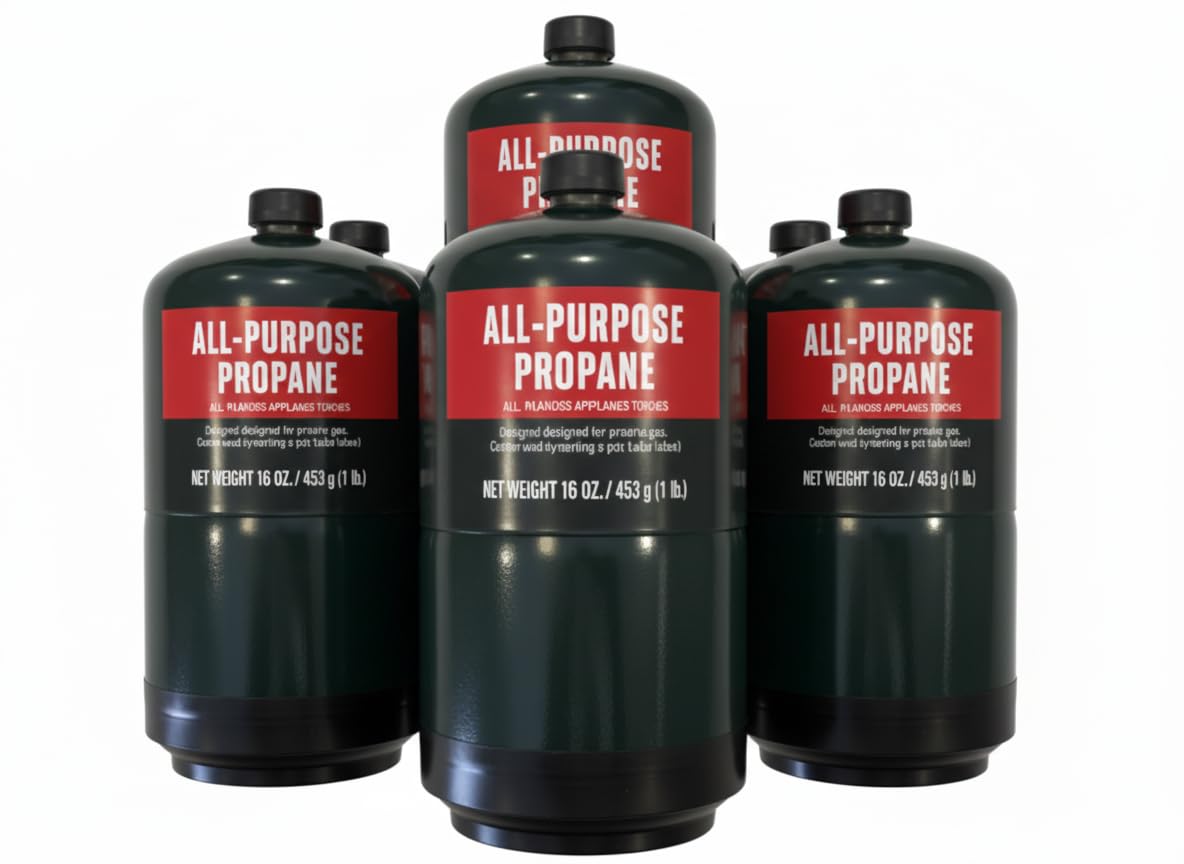 Propane Replacement Fuel Cylinders Camping- 16 Oz (6 Pack) Factory Pre-filled and Ready to Use
