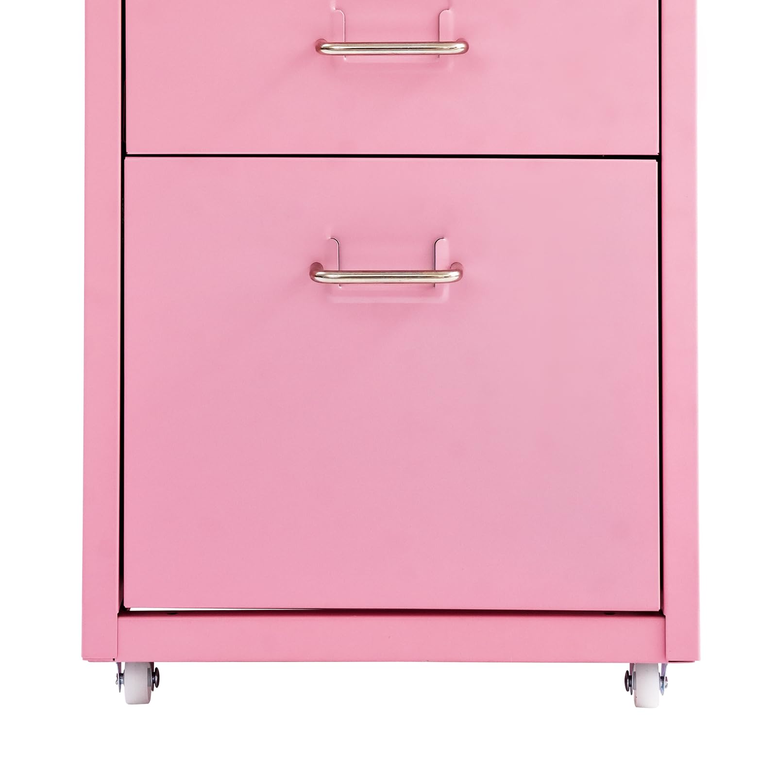 OUKANING Armadio mobile con 5 cassetti e ruote, in metallo, portata 50 kg, 41 x 28 x 69 cm (larghezza x profondità x altezza) per ufficio e soggiorno (rosa)