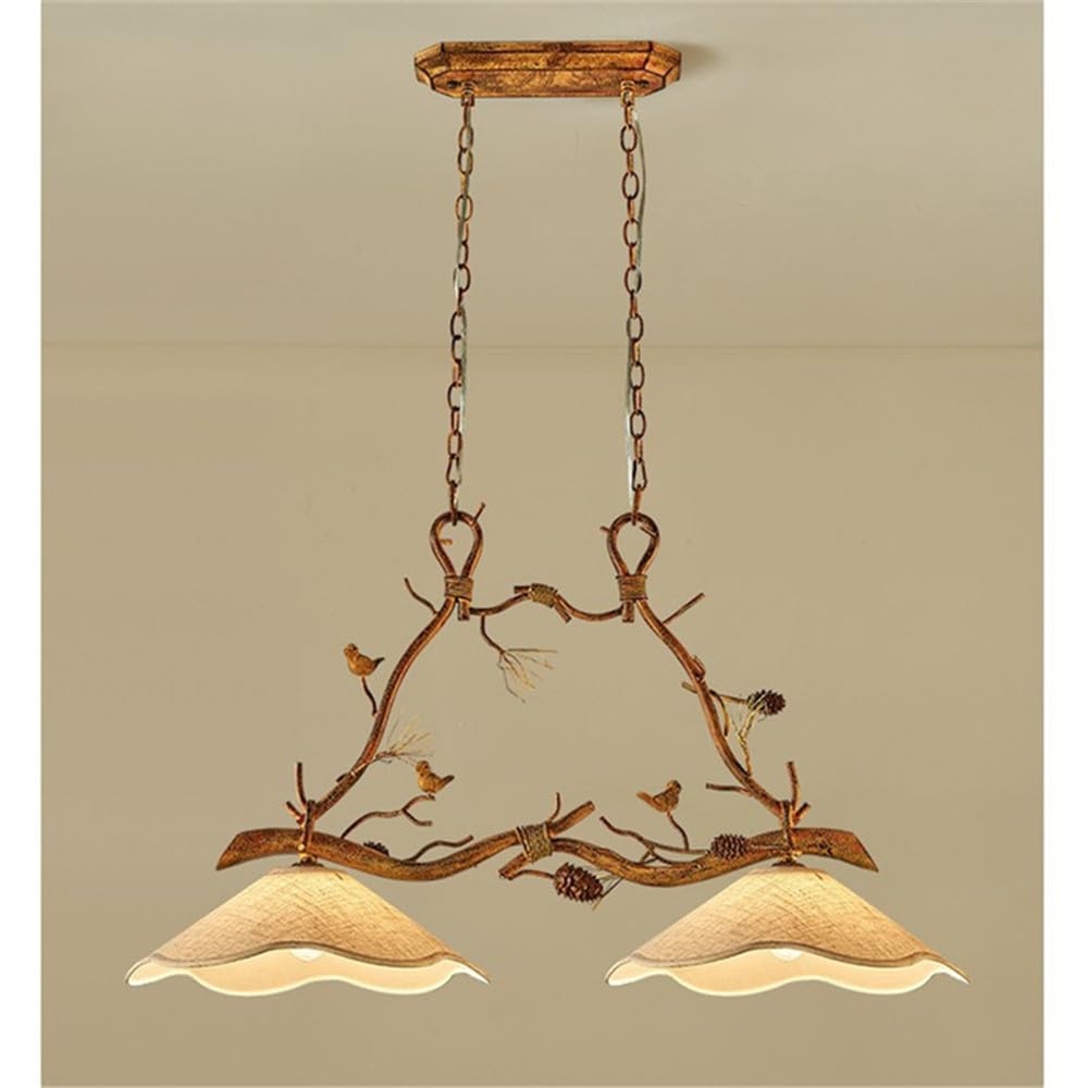 SXWNBIFH American Retro Chandelier Personality Creative Living Room Restaurant Bedroom Clothing Store Cafe Bar Log Cabin Pendant Light (B A 2 Lights)