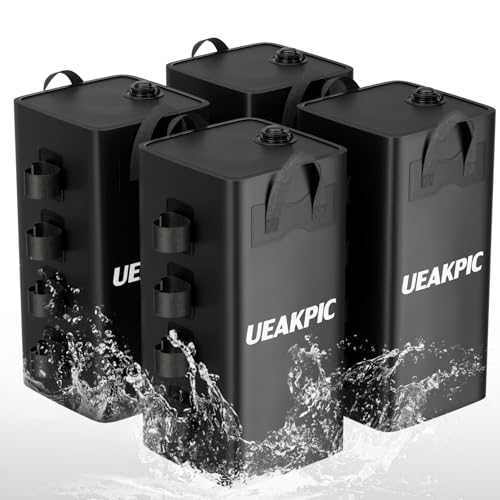 UEAKPIC Canopy Weights, 220 LBS Heavy Duty Set of 4 Tent Water Leg Bags for Outdoor Gazebos, Umbrellas, Pergolas, Sunshades & Patio Furniture (Black 25L x 4)