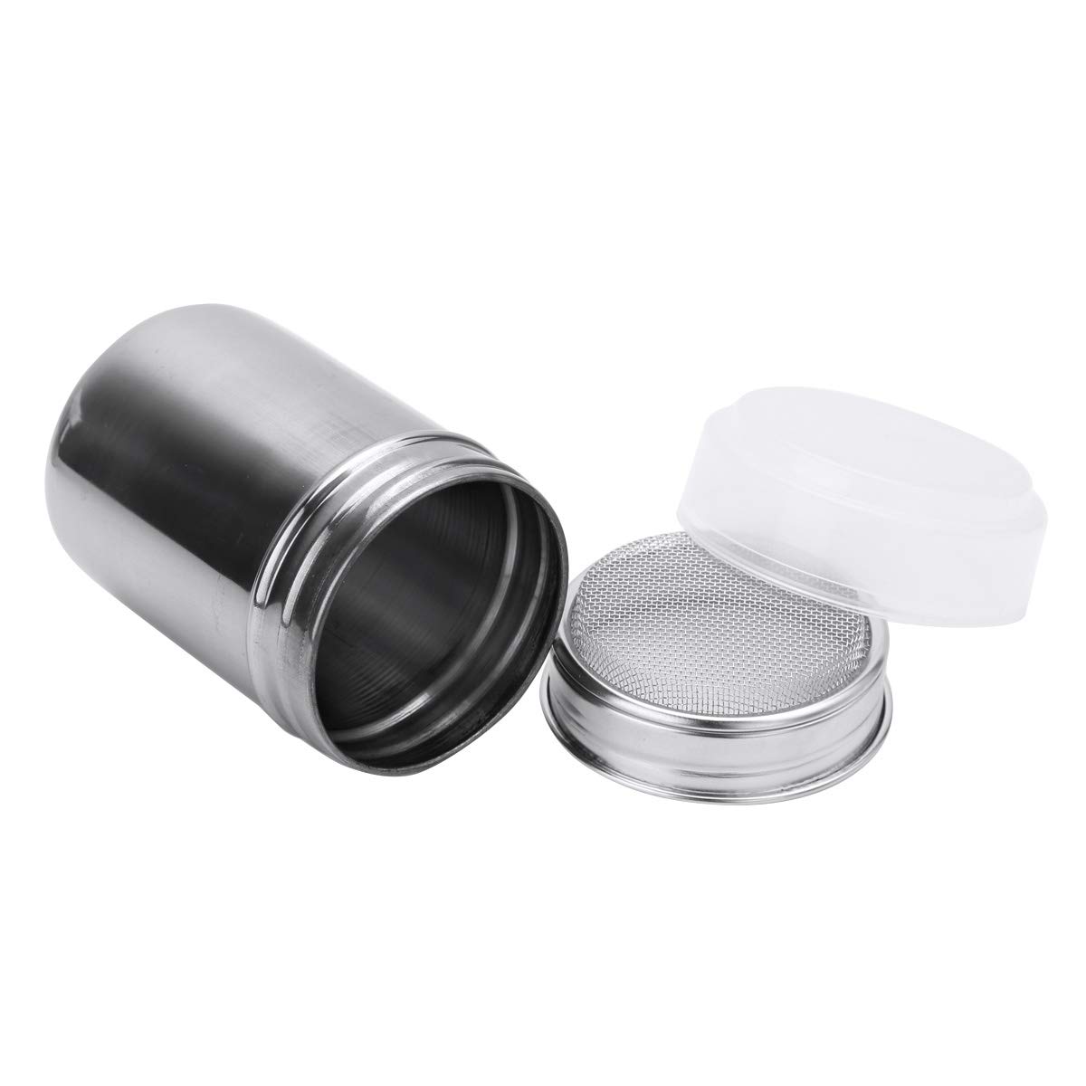 inhzoy 2 Pack Stainless Steel Powder Sugar Shaker Coffee Cocoa Chocolate Cinnamon Baking Soda Dredges Fine Mesh Shaker with Lid 2pcs Silver One Size