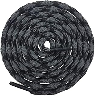 DELELE 2 Pair Round Wave Shape Non Slip Heavy Duty and Durable Outdoor Climbing Shoelaces Dark Gray&Black Hiking Shoe Laces Shoestrings-47.24