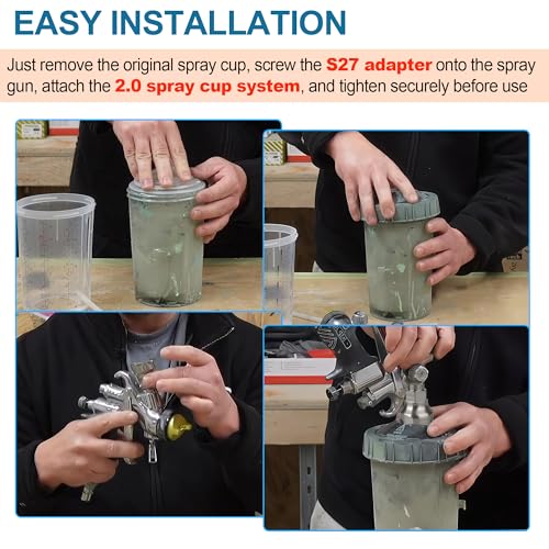 Image of Spray Paint Gun Adapter#S27, 26119 Spray Gun Adapter Fit for 3M PPS 2.0 Spray Cup System, 16 mm Male 1.5 mm Thread Adapters Compatible with Graco Snap-On TranStar DeVilbiss Binks Matco Spray