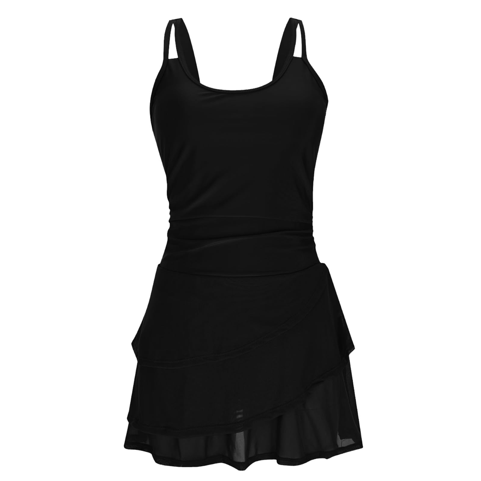 Badeanzug Damen mit Rock Einteiler Badekleid Bauchweg Strandmode Brustpolster Elegant Swimsuit Große Größe Spaghettiträger Schwimmanzug Badebekleidung Bodycon Bademode