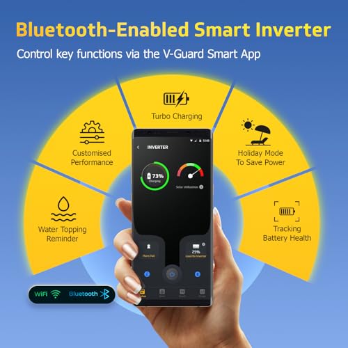 Image of V-Guard Solar Inverter & Battery Combo (1200 s IoT Sine Solar Inverter with Tall Tubular 150Ah Battery) for Home, Office & Shops