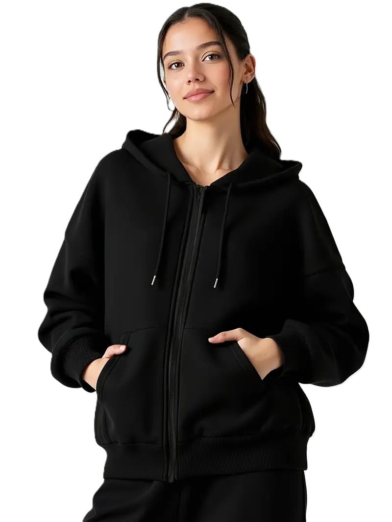 adbucks Women's Oversized Winter Jacket Sweatshirts Casual Drawstring Clothes Zip Up Hoodie with Front Pocket Ii Womens Hoodies Ii-picture-37