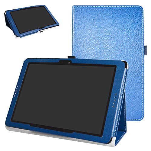 AT&T Primetime Case,ZTE K92 Case,Mama Mouth PU Leather Folio 2-Folding Stand Cover with Stylus Holder for 10" ATT Primetime/ZTE K92 Primetime Tablet,Dark Blue