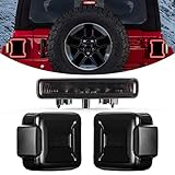 KIWI MASTER Smoked LED Tail Lights & 3rd Brake Light Set for 2018 2019 Jeep Wrangler JL Accessories Third Brake Light High Mount Stop Light Reverse Light Turn Signal Light (Black Housing Smoke Lens)