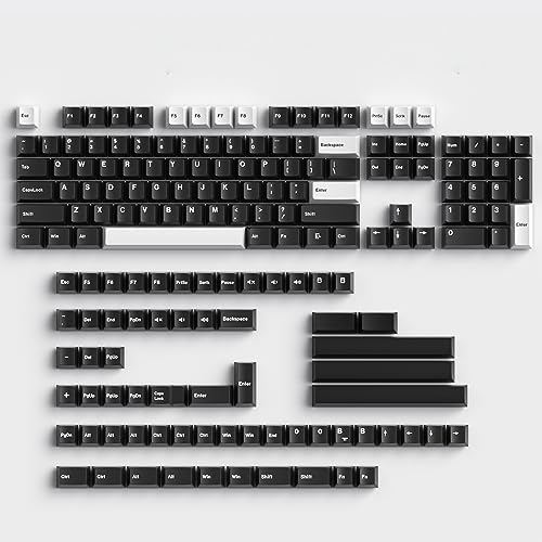 Image of Fogruaden White on Black Keycaps, Cherry Profile PBT Doubleshot keycaps, Minimalist Style Black and White Keycap, 168 Keys Custom Keycaps for Mechanical Keyboard(WOB)