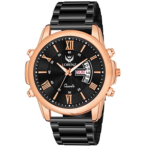 LORENZ Analogue Day Date Functioning Stainless Steel Chain Watch for Men | MK-4042R
