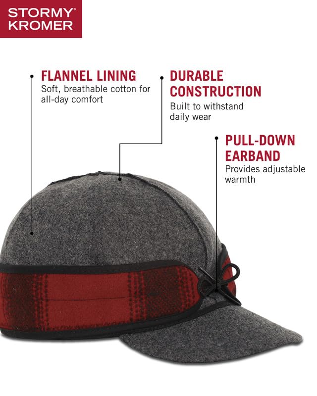 Image of Stormy Kromer The Original Cap | Wool Blend Hat, Warm Winter Outdoor Cap with Flannel Lining, Earflaps, for Men and Women