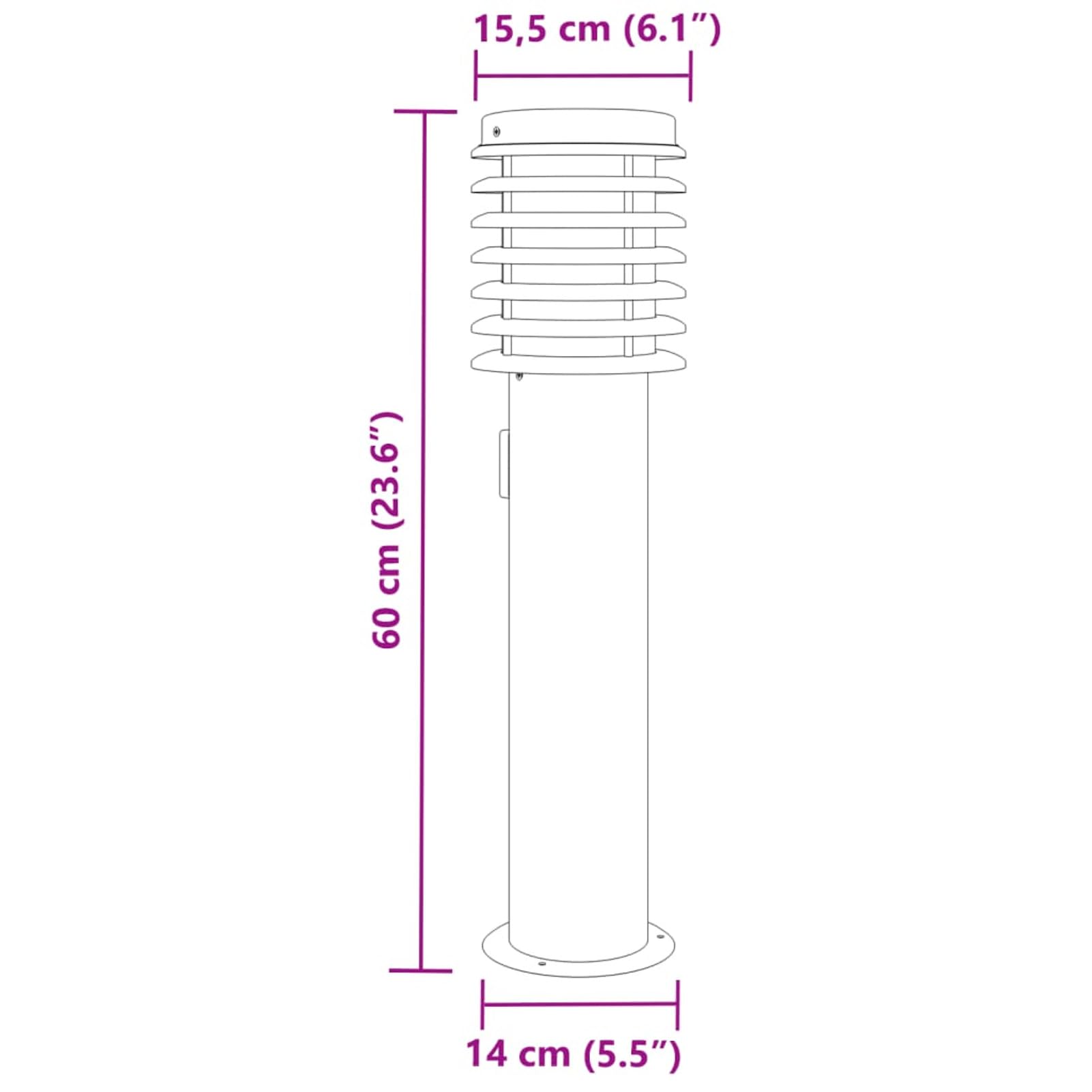 LAPOOH Lampada da Terra per Esterni con Presa Argento 60 cm in Acciaio,Lampade da Terra,Lampada da Terra Moderna,Lampade da Terra per Soggiorno-4006373