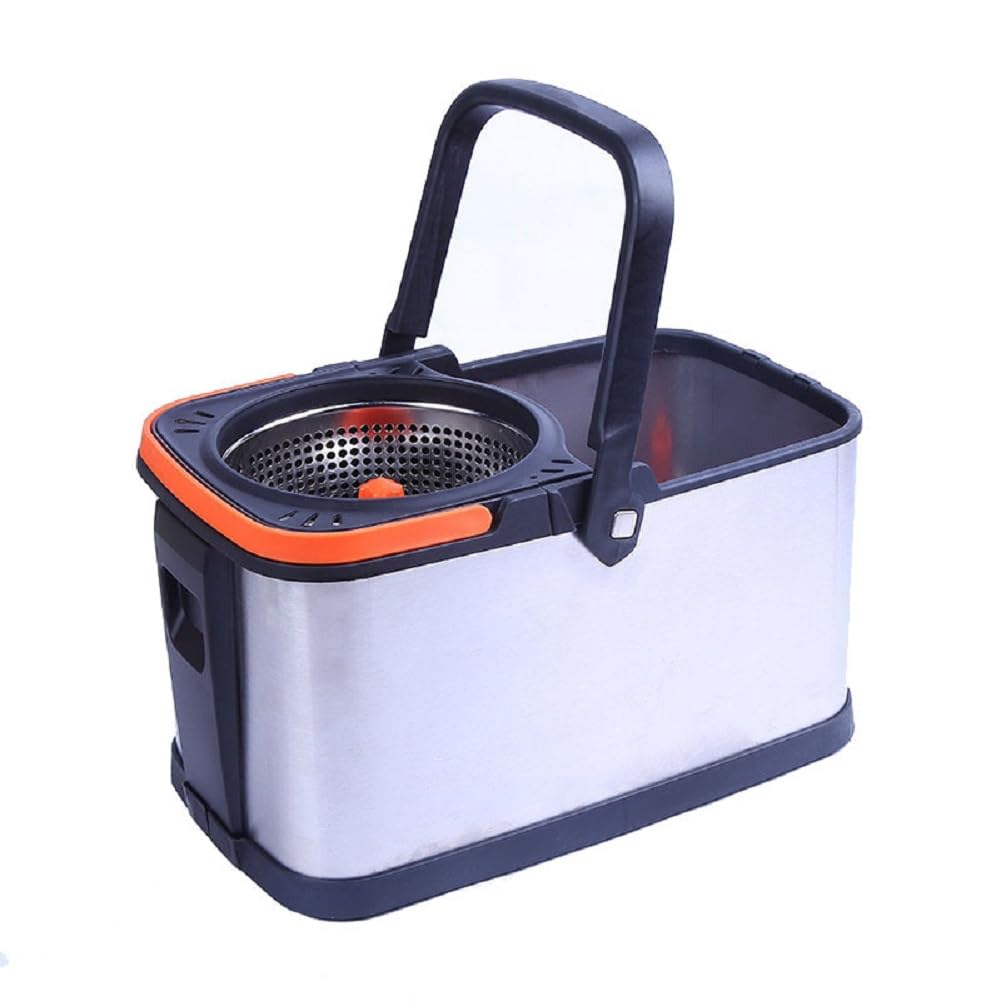 Mopa Microfibre Acero Inoxidable Juego De Trapeador Y Cubo, Trapeador Giratorio 360° con Cubo Sistema Autolimpieza para Lavado Suelos Secos Y Húmedos