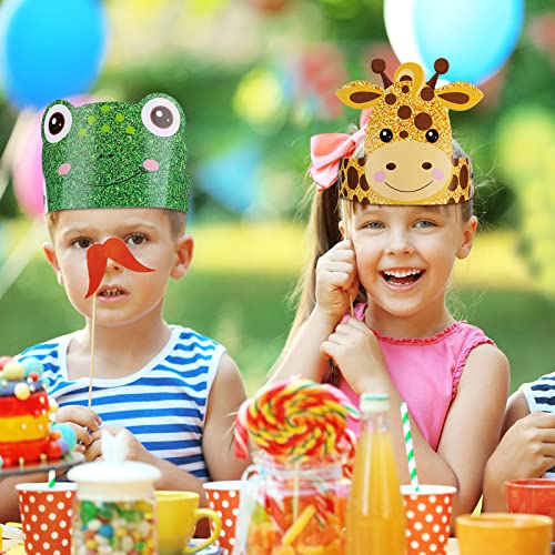Gersoniel 24 Pcs Animal Party Hats Jungle Safari Crowns, Jungle Animal - image 7