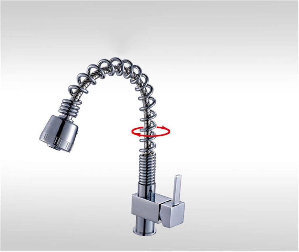 Resorte de Cabezal rociador extraíble, Cabezal de Ducha para Grifo de Cocina, Mezclador Universal de Agua fría y Caliente, Fregadero de Cocina, Grifo de Agua, rotación Cuadrada de una Sola manija.