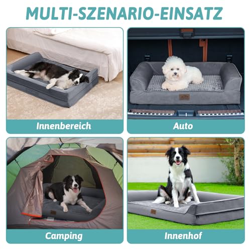 Orthopädisches Hundebett für große Hunde, waschbares Hundesofa, groß, stützendes Schaumstoff-Haustier-Couch-Bett mit abnehmbarem, waschbarem Bezug, wasserdichtem Futter und rutschfester Unterseite