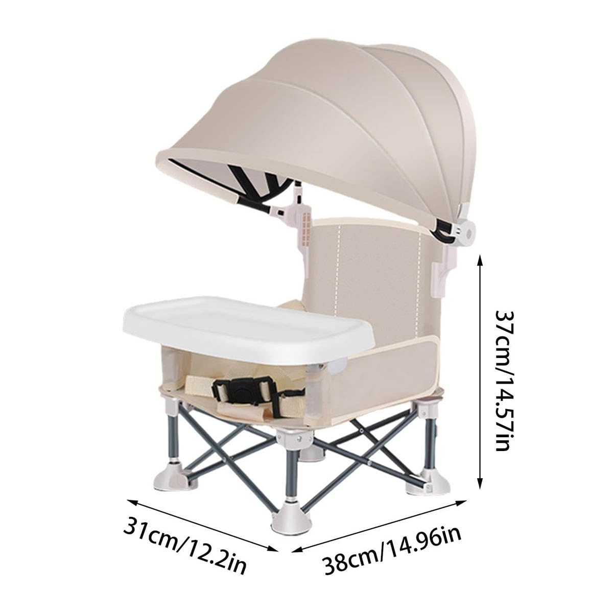 EHOTER Chaise Enfant Plage Bébé Alimentation Pliable pour Camping Siège Rehausseur Pliable avec Parasol & Plateau Amovible (Rose)