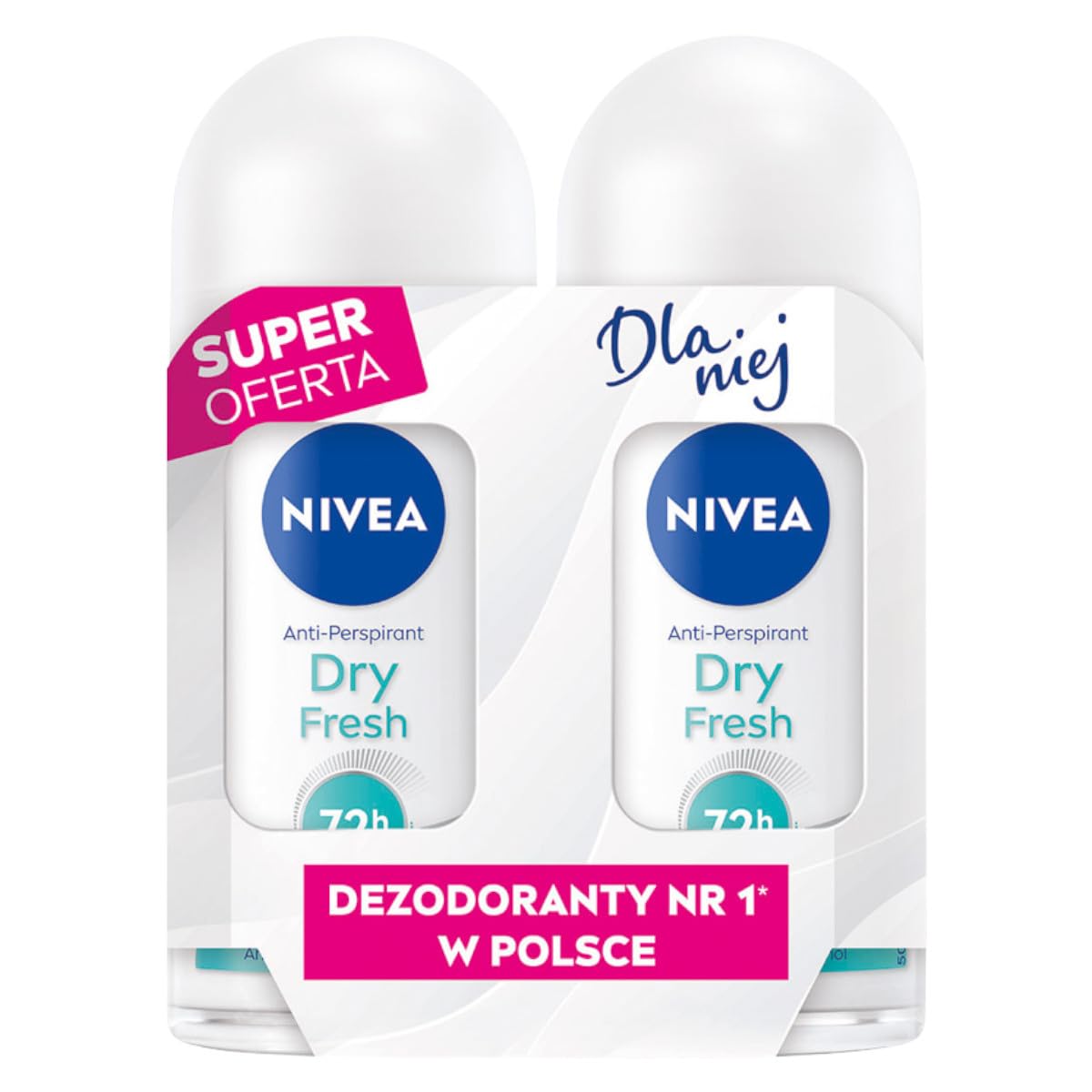 NIVEA Black&White Dry Fresh Antitranspirant in Kugel 72H, 2x50ml