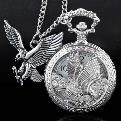 Image of Tiong Pocket Watch Pattern Vintage Quartz Pocket Watches with Chain Christmas Graduation Birthday Gifts Fathers Day
