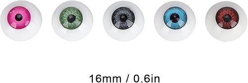 Miniatura 5 de 60 globos oculares de muñeca, ojos de seguridad semicirculares de 0.631 pulgadas, coloridos globos oculares de Halloween para oso de peluche,