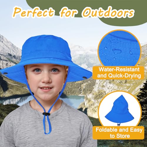 Image of Outdoor Kids Sun Hat UPF 50+ Quick Dry Foldable Bucket Hat Lightweight Adjustable Fishing Safari Hat for Girls and Boys