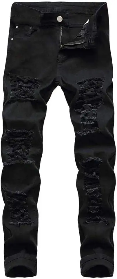 Centrawin Men's Ripped Skinny Stretch Distressed Destroyed Slim Jeans Denim Pants