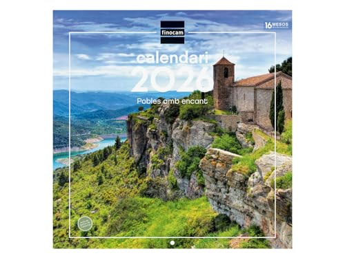 Finocam - Calendario de pared 2026 30x30 cm Mes Vista Enero - Diciembre 2026 + Sep.- Dic. 2025 (4 meses) reducidos | Calendario 2026 | Imágenes Pueblos con encanto - Catalán