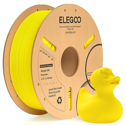 ELEGOO PLA+ Filament 1.75mm Yellow 1KG PLA Plus Tougher and Stronger 3D Printer Filament Dimensional Accuracy +/- 0.02mm 1kg Cardboard Spool(2.2lbs) Fits for Most FDM 3D Printers