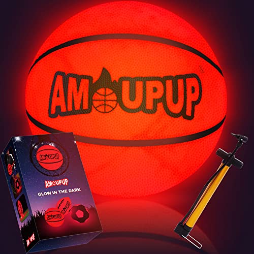 Amoupup Glow in The Dark Basketball Sports Gifts Light Up Led Football Basketball with Led Lights and Batteries - Kids Gifts Good Gift Ideas for Teen Boys and Girls