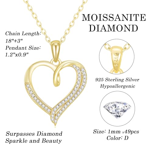 LAVALE Moissanite Necklaces for Women, Engraved 'Forever & Always' Gifts for Women Mom Her Girlfriend, Elegant 14K Gold Heart Necklace Anniversary Birthday Gifts for Women4