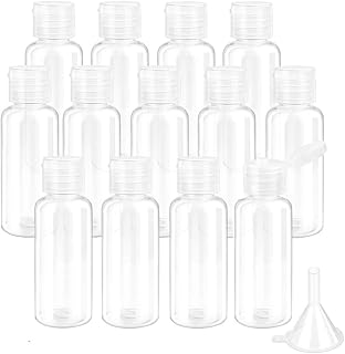 CORSEHILD 12 Packs Clear Travel Bottles Empty Plastic Travel Bottles Containers Refillable Transparent Flip Cap Bottles Small Air Flight Travel Bottle Set with Funnels for Lotion Cosmetic (50 ml)