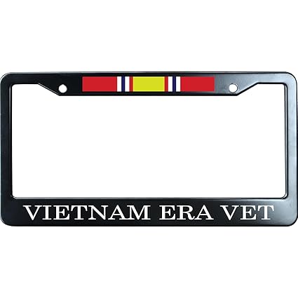 AllCustom4U License Plate Frame Military Pride, Black Stainless Steel License Plate Tag Holder with Screw Caps - 2 Holes Car License Plate Cover
