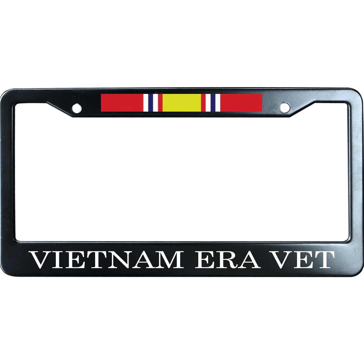 AllCustom4U Vietnam ERA Vet License Plate Frame Military Pride, Black Stainless Steel License Plate Tag Holder with Screw Caps - 2 Holes Car License