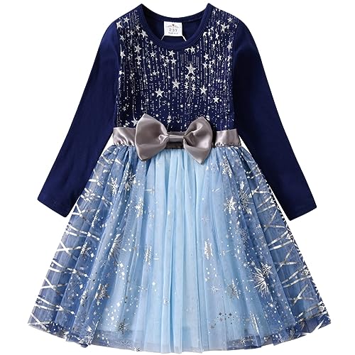VIKITA Mädchen Kleider Winterkleid Blume Baumwolle Lässige Kinderkleidung Gr.92-128 LH4863 6T