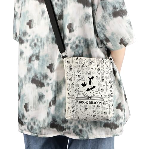 WCGXKO Book Dragon Crossbody Bag FW Gift Fantasy Reader Gift Dragon Rider Merch3