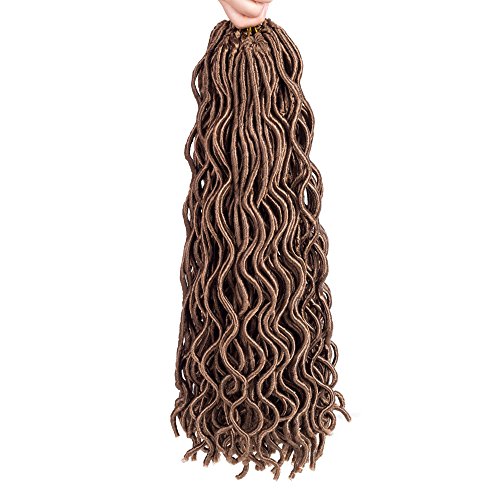Dingxiu (3Packs Deal) 20'' Wavy Faux Locs Crochet Braids Hair Extensions Dreadlocks Curly Fauxlocs Braiding Hair Havana Mambo Twist for Black Women Brown 24strands/pack(27#)