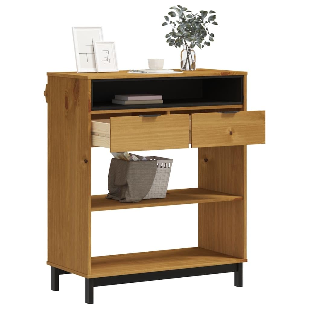 Mesa de bar de madera maciza de pino FLAM 92 x 45 x 110 cm, mesa alta con mucho espacio de almacenamiento y tablero fuerte para bebidas y aperitivos