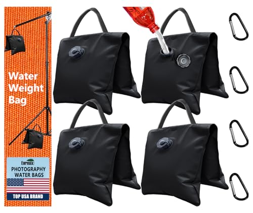 Eurmax USA 4Pcs Pack Water Weight Bags for Light Stand Photography Video Equipment,Heavy Duty Saddlebag for Backdrop Stand,Photo Tripod,Canopy,Umbrella...