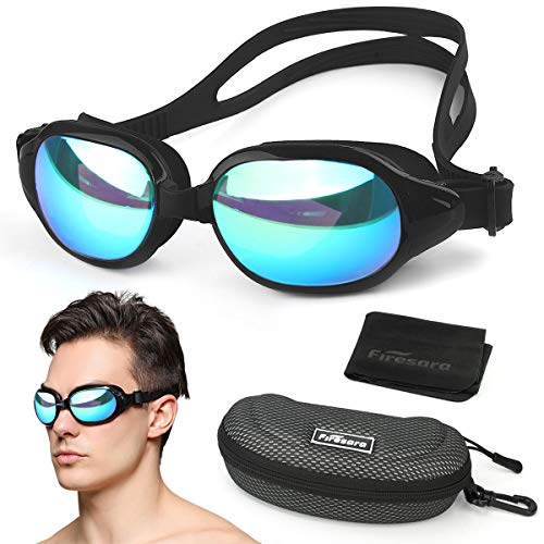 Swim Goggles,Firesara Swimming Goggles Large Frame Anti-Fog UV 400 Protection No Leaking 3D