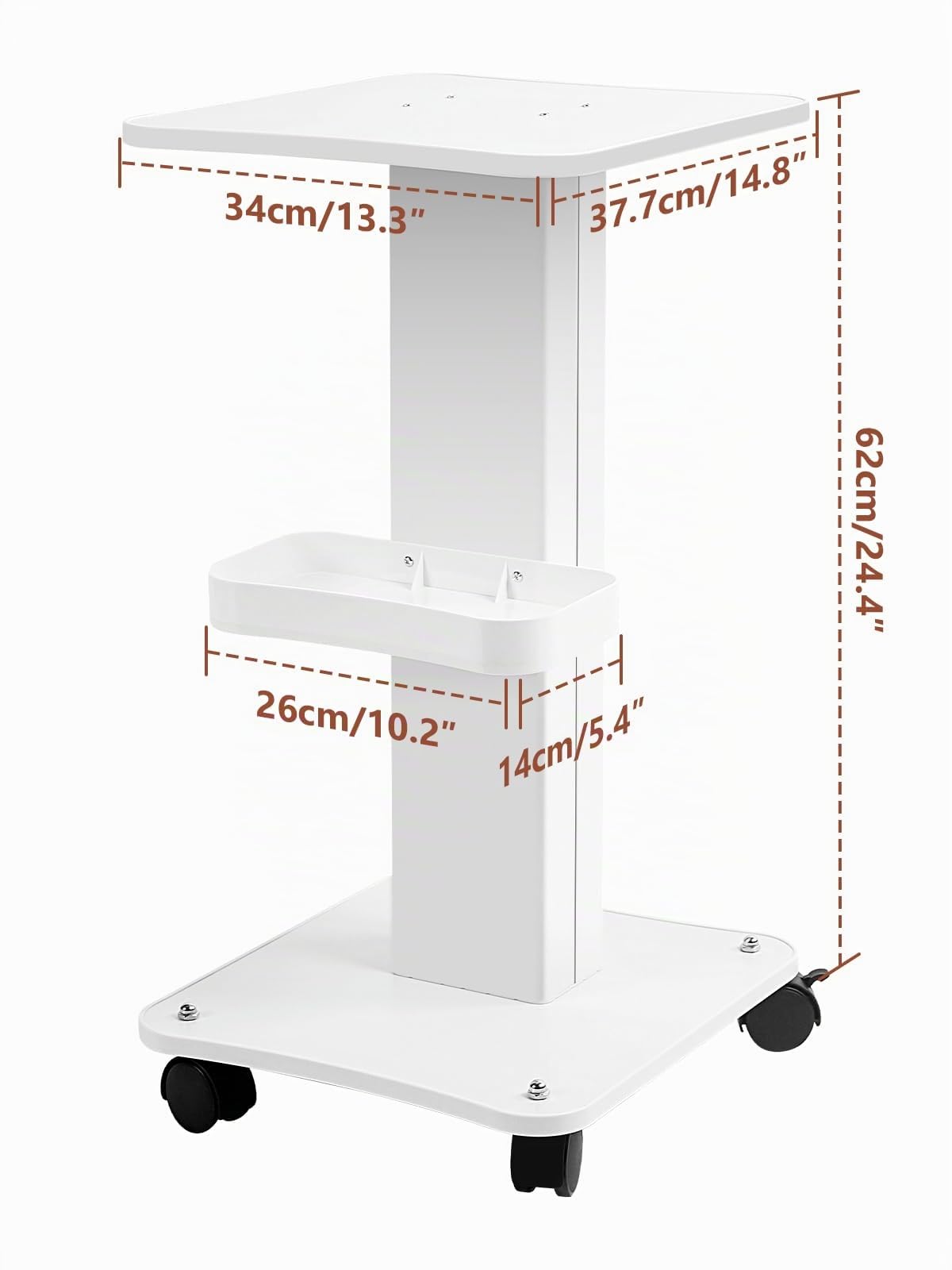 Kalolary Carro de la Carretilla del salón de Belleza, Carro móvil del Soporte de la Carretilla del balanceo del Balneario de la aleación de Aluminio con la Bandeja del Almacenamiento del Instrumento