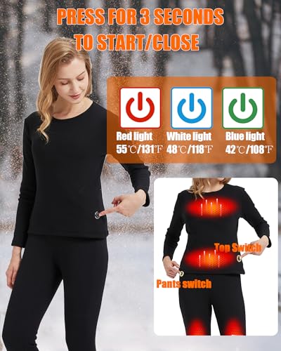 Women's Electric Thermal Long Underwear set,USBWomen's Heated Thermal Underwear set,Snow Leggings for Women2