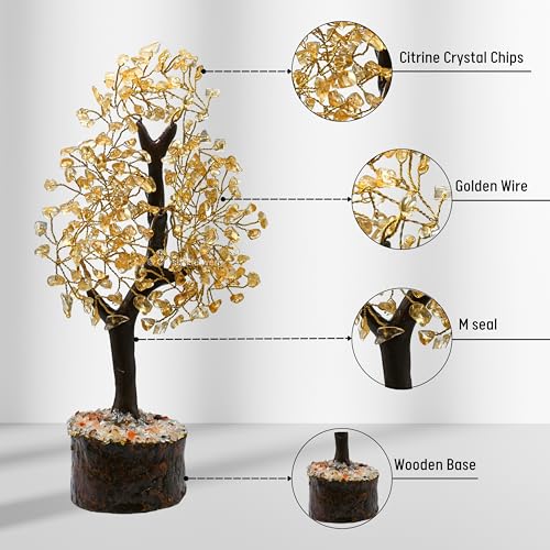 Image of Certified Citrine Crystal Tree for Good Luck - Healing Crystals Money Tree for Wealth, Positive Energy at Home Office - Decorative Spiritual Gifts for Vastu, House Warming