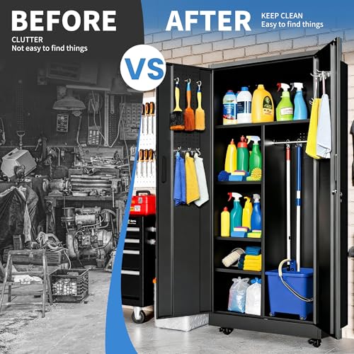 Image of Metal Storage Cabinet for Garage, Tool Cabinet, Utility Cabinet