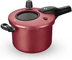 PANELA DE PRESSAO MTA | COR CEREJA | COM VISOR DE VIDRO | FECHAMENTO EXTERNO | N°20/4,5L | DE ALUMINIO | COM ANTIADERENTE