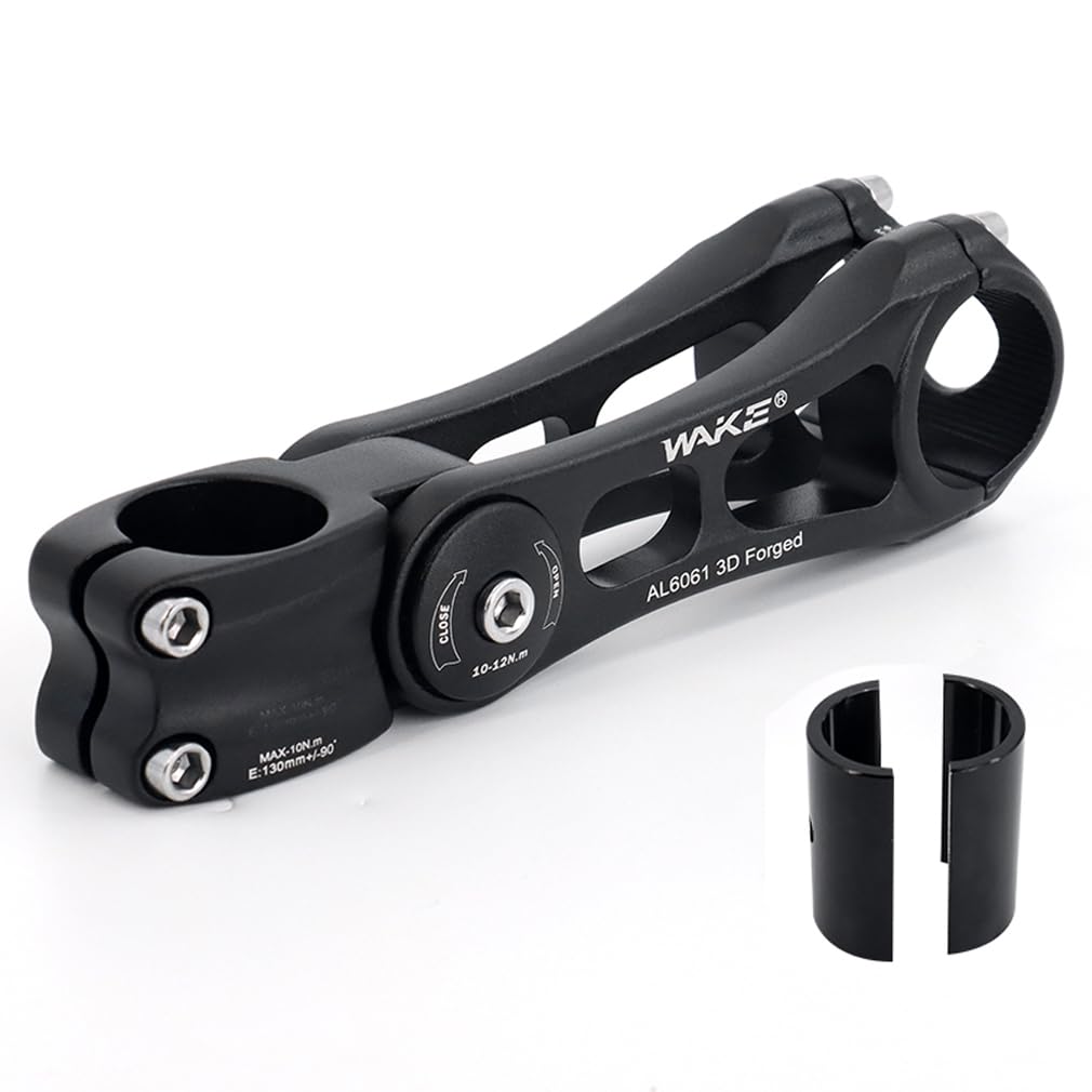 CYSKY Potence de vélo universelle 31,8 mm et 25,4 mm réglable ± 90 degrés 130 mm pour VTT, vélo de route, BMX, vélo de ville (130 mm)
