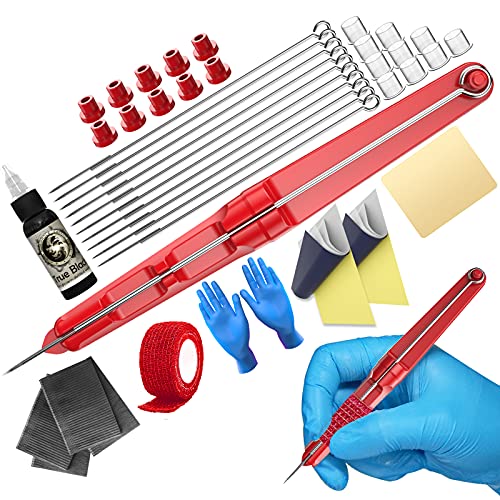 Wormhole Poke and Stick Tattoo Kit Hand Tattoo Kit Complete DIY Tattoo Tool Kit Tiny Home Tattoo Kit with Ink Poke and Stick Needles Tattoo Supplies TK122